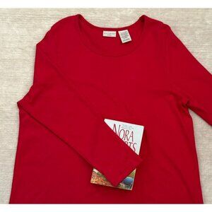White Stag Woman Long Sleeve Red Top 1X Cotton Classic Fit